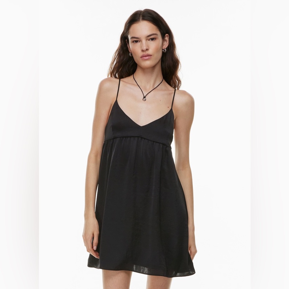 Aritzia Wilfred Lover Satin Mini Dress Black Small